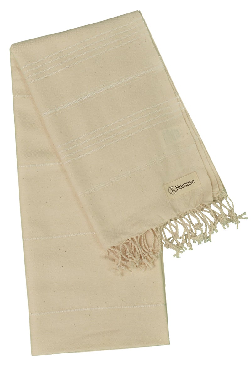 Bersuse Beach Towels Peshtemal Turkish Towels Anatolia Collection Premium Turkish Beach Towel, 100% Cotton, Large, Quick-Dry, Sand-Free, Lightweight - 37x70 Inches, Natural - Image 4